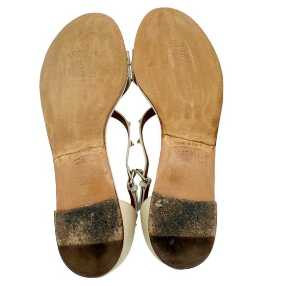 Valentino Rockstud Criss Cross Strap Flat Leather Sandals Cream EU 37.5 US 7.5 - Picture 14 of 15